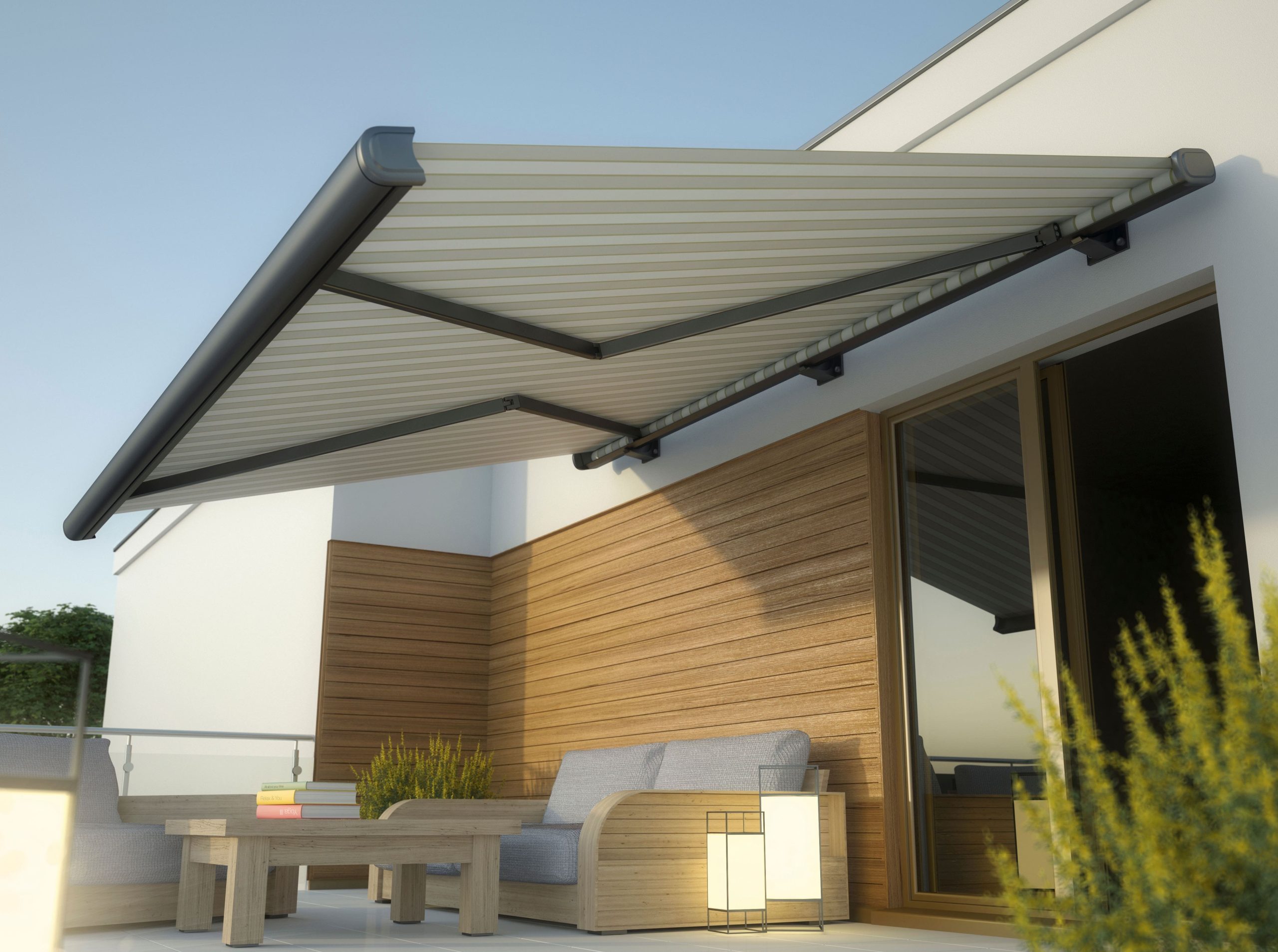 Convenient retracable awning for outdoor space in Shreveport, LA.